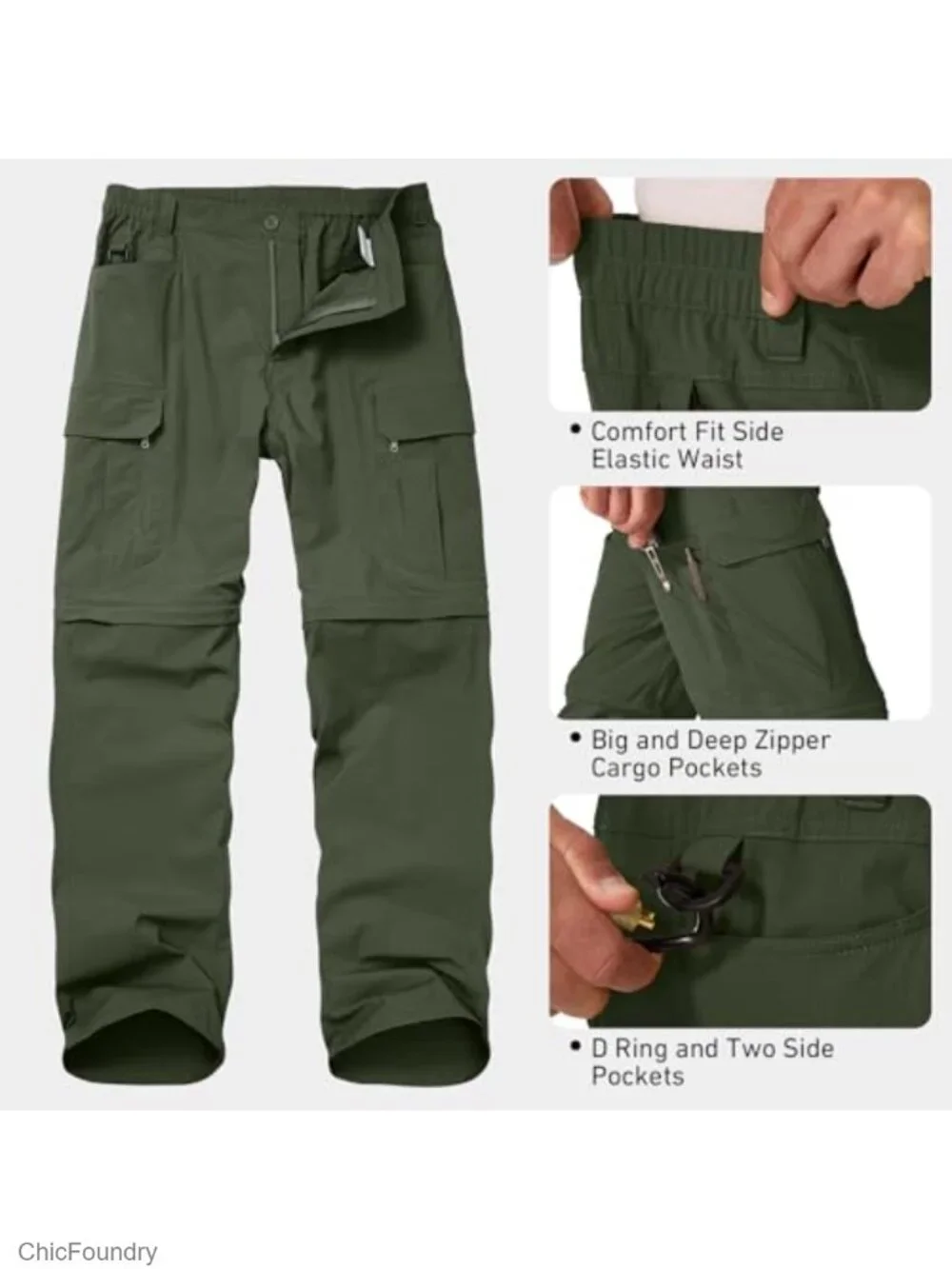 Men's Convertible Hiking Cargo Pants Zip-Off Outdoor Tactical